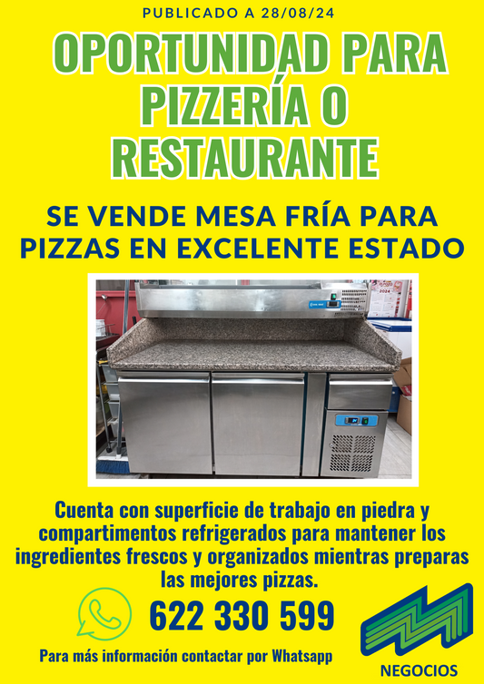 Mesa fría para pizzas en excelente estado